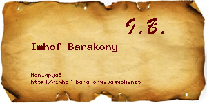 Imhof Barakony névjegykártya